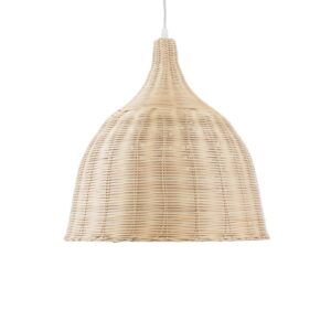 GloboStar® BAHAMAS 01203 Vintage Κρεμαστό Φωτιστικό Οροφής Μονόφωτο 1 x E27 Μπεζ Ξύλινο Ψάθινο Bamboo Φ45 x Υ47cm