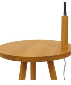 GloboStar® TIFFANY 01206 Μοντέρνο Φωτιστικό Δαπέδου Μονόφωτο 1 x E27 Μαύρο Μεταλλικό με Μπεζ Ξύλινη Επιφάνεια Καμπάνα D28 x H140cm