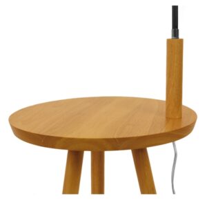 GloboStar® TIFFANY 01206 Μοντέρνο Φωτιστικό Δαπέδου Μονόφωτο 1 x E27 Μαύρο Μεταλλικό με Μπεζ Ξύλινη Επιφάνεια Καμπάνα D28 x H140cm