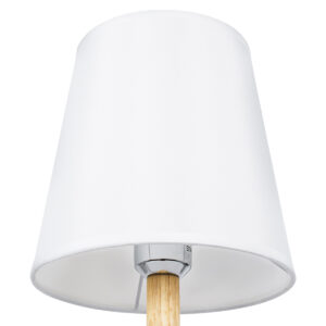 GloboStar® NAPHIE 01208 Κλασικό Επιτραπέζιο Φωτιστικό Πορτατίφ Μονόφωτο 1 x E27 Ξύλινο με Λευκό Καπέλο Φ21 x Υ42cm