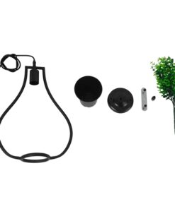GloboStar® FLOWERPOT 10001210 Μοντέρνο Κρεμαστό Φωτιστικό Οροφής Μονόφωτο 1 x E27 Μαύρο Μεταλλικό με Διακοσμητικό Φυτό Φ27 x Y40cm