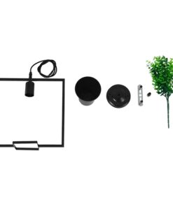 GloboStar® FLOWERPOT 10001211 Μοντέρνο Κρεμαστό Φωτιστικό Οροφής Μονόφωτο 1 x E27 Μαύρο Μεταλλικό με Διακοσμητικό Φυτό Φ30 x Y30cm