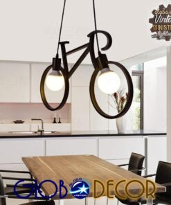 GloboStar® BIKE BLACK 01213 Vintage Κρεμαστό Φωτιστικό Οροφής Δίφωτο 2 x E27 Μαύρο Μεταλλικό Μ67 x Π1.5 x Υ41cm