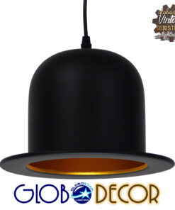 GloboStar® CHARLO 01214 Vintage Κρεμαστό Φωτιστικό Οροφής Μονόφωτο 1 x E27 Μαύρο Μεταλλικό Καμπάνα Φ26 x Y17cm