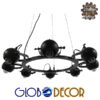 GloboStar® LINNYA 01219 Μοντέρνο Industrial Κρεμαστό Φωτιστικό Οροφής Πολύφωτο Μαύρο Μεταλλικό Πολυέλαιος με Κινούμενα Σποτ Φ66 x Y10cm