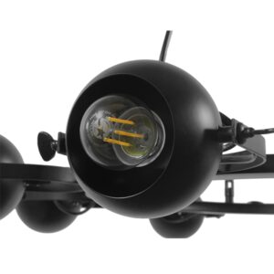 GloboStar® LINNYA 01219 Μοντέρνο Industrial Κρεμαστό Φωτιστικό Οροφής Πολύφωτο Μαύρο Μεταλλικό Πολυέλαιος με Κινούμενα Σποτ Φ66 x Y10cm
