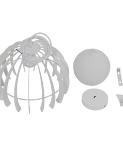 GloboStar® STEPHEN 01225 Μοντέρνο Κρεμαστό Φωτιστικό Οροφής Μονόφωτο Λευκό Μεταλλικό Πλέγμα με Λευκό Γυαλί Φ26 x Y21cm