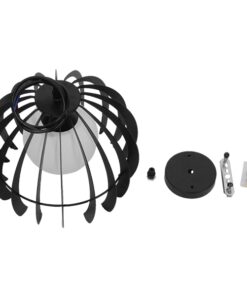 GloboStar® INGLEY 01226 Μοντέρνο Κρεμαστό Φωτιστικό Οροφής Μονόφωτο Μαύρο Μεταλλικό Πλέγμα με Λευκό Γυαλί Φ26 x Y21cm