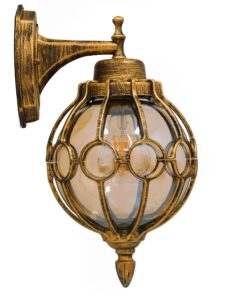 GloboStar® ETOILE 01227 Vintage Industrial Φωτιστικό Τοίχου Απλίκα Μονόφωτο Μπρονζέ Χρυσό Μεταλλικό Πλέγμα με Μελί Γυαλί Φ18 x Υ27cm