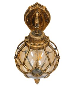 GloboStar® ETOILE 01227 Vintage Industrial Φωτιστικό Τοίχου Απλίκα Μονόφωτο Μπρονζέ Χρυσό Μεταλλικό Πλέγμα με Μελί Γυαλί Φ18 x Υ27cm