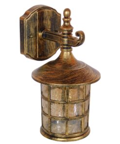 GloboStar® PHAROS 01228 Vintage Industrial Φωτιστικό Τοίχου Απλίκα Μονόφωτο Mπρούτζινο Μεταλλικό Πλέγμα Φ17 x Μ19 x Π17 x Υ29cm