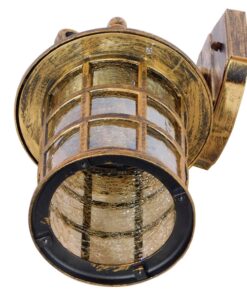 GloboStar® PHAROS 01228 Vintage Industrial Φωτιστικό Τοίχου Απλίκα Μονόφωτο Mπρούτζινο Μεταλλικό Πλέγμα Φ17 x Μ19 x Π17 x Υ29cm