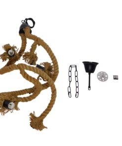 GloboStar® HAMTINE 01229 Vintage Κρεμαστό Φωτιστικό Οροφής Πολύφωτο 6 x E27 Μαύρο Μεταλλικό με Μπεζ Σχοινί Φ40 x Y92cm