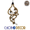 GloboStar® HAMTINE 01229 Vintage Κρεμαστό Φωτιστικό Οροφής Πολύφωτο 6 x E27 Μαύρο Μεταλλικό με Μπεζ Σχοινί Φ40 x Y92cm