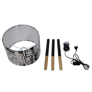 GloboStar® MAGAZINE 01230 Μοντέρνο Επιτραπέζιο Φωτιστικό Πορτατίφ Μονόφωτο Ξύλινο με Άσπρο Μπεζ Καμβά Καπέλο Φ30 x Υ56cm