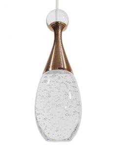 GloboStar® JADORE 01232 Μοντέρνο Κρεμαστό Φωτιστικό Οροφής Μονόφωτο με Ενσωματωμένο Φωτισμό LED 3000k Χάλκινο με Φυσητό Γυαλί Φ6 x Y23cm