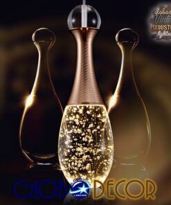 GloboStar® JADORE 01232 Μοντέρνο Κρεμαστό Φωτιστικό Οροφής Μονόφωτο με Ενσωματωμένο Φωτισμό LED 3000k Χάλκινο με Φυσητό Γυαλί Φ6 x Y23cm