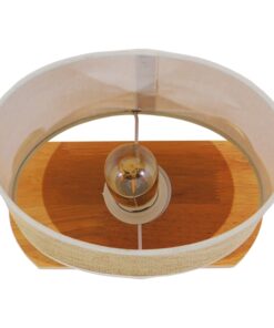 GloboStar® CHIARA 01241 Μοντέρνο Επιτραπέζιο Φωτιστικό Πορτατίφ Μονόφωτο Ξύλινο με Μπέζ Καπέλο Μ24 x Π16 x Υ25cm