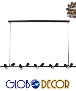 GloboStar® ALFREDA 01242 Μοντέρνο Κρεμαστό Φωτιστικό Οροφής Πολύφωτο Μαύρο Μεταλλικό Ράγα Μ140 x Π18 x Υ100cm