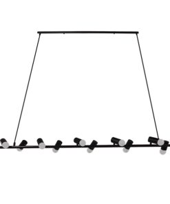 GloboStar® ALFREDA 01242 Μοντέρνο Κρεμαστό Φωτιστικό Οροφής Πολύφωτο Μαύρο Μεταλλικό Ράγα Μ140 x Π18 x Υ100cm