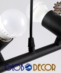 GloboStar® ALFREDA 01242 Μοντέρνο Κρεμαστό Φωτιστικό Οροφής Πολύφωτο Μαύρο Μεταλλικό Ράγα Μ140 x Π18 x Υ100cm
