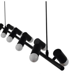 GloboStar® ALFREDA 01242 Μοντέρνο Κρεμαστό Φωτιστικό Οροφής Πολύφωτο Μαύρο Μεταλλικό Ράγα Μ140 x Π18 x Υ100cm