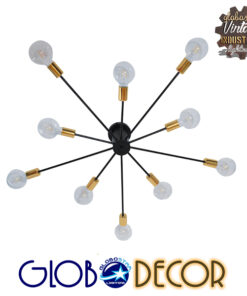 GloboStar® OLINDA 01244 Μοντέρνο Industrial Φωτιστικό Οροφής Πολύφωτο Μαύρο Μεταλλικό Φ95 x Y17cm