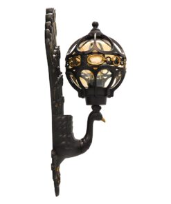 GloboStar® CORNELIA 01250 Vintage Φωτιστικό Τοίχου Απλίκα Μονόφωτο Καφέ Σκούρο Μεταλλικό Πλέγμα με Γυαλί Μ20 x Π32 x Υ55cm