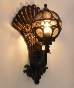 GloboStar® CORNELIA 01250 Vintage Φωτιστικό Τοίχου Απλίκα Μονόφωτο Καφέ Σκούρο Μεταλλικό Πλέγμα με Γυαλί Μ20 x Π32 x Υ55cm