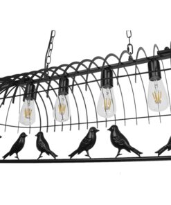 GloboStar® NEST 01255 Vintage Industrial Κρεμαστό Φωτιστικό Οροφής Πολύφωτο 4 x E27 Mαύρο Μεταλλικό Πλέγμα Μ105 x Π36.5 x Y37cm