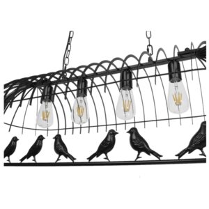 GloboStar® NEST 01255 Vintage Industrial Κρεμαστό Φωτιστικό Οροφής Πολύφωτο 4 x E27 Mαύρο Μεταλλικό Πλέγμα Μ105 x Π36.5 x Y37cm