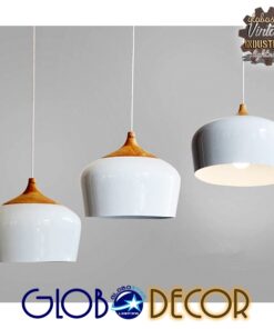 GloboStar® VILI WHITE 01260 Μοντέρνο Κρεμαστό Φωτιστικό Οροφής Μονόφωτο 1 x E27 Λευκό Μεταλλικό Καμπάνα Φ40 x Y27cm