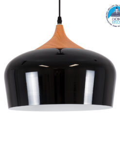 GloboStar® VILI BLACK 01261 Μοντέρνο Κρεμαστό Φωτιστικό Οροφής Μονόφωτο 1 x E27 Μαύρο Μεταλλικό Καμπάνα Φ35 x Y27cm