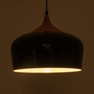 GloboStar® VILI BLACK 01261 Μοντέρνο Κρεμαστό Φωτιστικό Οροφής Μονόφωτο 1 x E27 Μαύρο Μεταλλικό Καμπάνα Φ35 x Y27cm