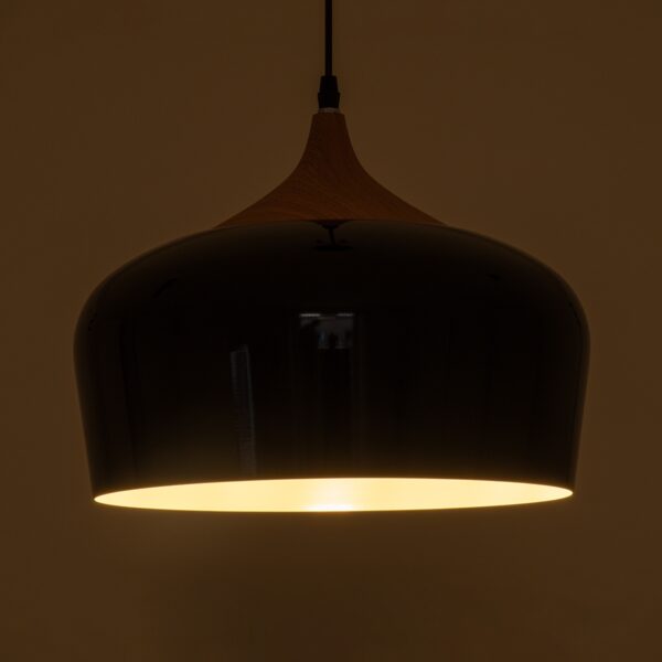 GloboStar® VILI BLACK 01261 Μοντέρνο Κρεμαστό Φωτιστικό Οροφής Μονόφωτο 1 x E27 Μαύρο Μεταλλικό Καμπάνα Φ35 x Y27cm