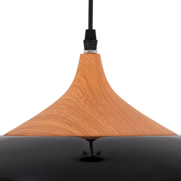 GloboStar® VILI BLACK 01261 Μοντέρνο Κρεμαστό Φωτιστικό Οροφής Μονόφωτο 1 x E27 Μαύρο Μεταλλικό Καμπάνα Φ35 x Y27cm