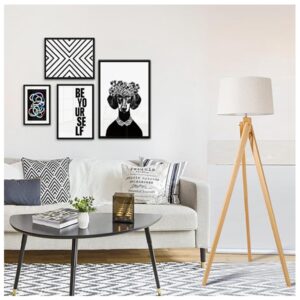 GloboStar® TRIPOD 01263 Μοντέρνο Φωτιστικό Δαπέδου Μονόφωτο 1 x E27 Μπεζ Ξύλινο Καμπάνα D40 x H143cm