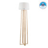 GloboStar® TOWER 01264 Μοντέρνο Φωτιστικό Δαπέδου Μονόφωτο 1 x E27 Μπεζ Ξύλινο Καμπάνα D40 x H166cm