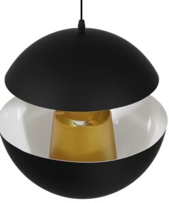 GloboStar® SEVILLE BLACK 01269 Μοντέρνο Κρεμαστό Φωτιστικό Οροφής Μονόφωτο Μαύρο Μεταλλικό Φ35 x Y33cm