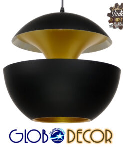 GloboStar® SEVILLE BLACK 01269 Μοντέρνο Κρεμαστό Φωτιστικό Οροφής Μονόφωτο Μαύρο Μεταλλικό Φ35 x Y33cm