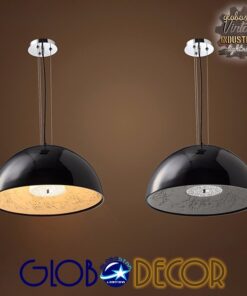 GloboStar® SERENIA BLACK 01270 Μοντέρνο Κρεμαστό Φωτιστικό Οροφής Μονόφωτο Μαύρο Γύψινο Καμπάνα Φ60 x Y30cm