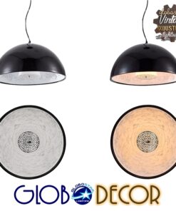 GloboStar® SERENIA BLACK 01270 Μοντέρνο Κρεμαστό Φωτιστικό Οροφής Μονόφωτο Μαύρο Γύψινο Καμπάνα Φ60 x Y30cm