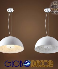 GloboStar® SERENIA WHITE 01271 Μοντέρνο Κρεμαστό Φωτιστικό Οροφής Μονόφωτο Λευκό Γύψινο Καμπάνα Φ60 x Y30cm
