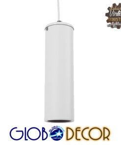 GloboStar® CANNON WHITE 01274 Μοντέρνο Κρεμαστό Φωτιστικό Οροφής Spot Μονόφωτο 1 x GU10 Λευκό Μεταλλικό Φ6 x Y20cm