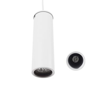 GloboStar® CANNON WHITE 01274 Μοντέρνο Κρεμαστό Φωτιστικό Οροφής Spot Μονόφωτο 1 x GU10 Λευκό Μεταλλικό Φ6 x Y20cm