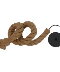 GloboStar® ROPE 01278 Vintage Industrial Κρεμαστό Φωτιστικό Οροφής Μονόφωτο 1 x E27 με 1 μέτρο Μπεζ Σχοινί Φ3.5 x 100cm
