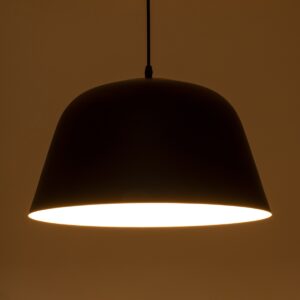 GloboStar® EASTVALE 01281 Μοντέρνο Κρεμαστό Φωτιστικό Οροφής Μονόφωτο 1 x E27 Μαύρο Μεταλλικό Καμπάνα Φ40 x Y24cm