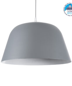 GloboStar® WESTVALE 01282 Μοντέρνο Κρεμαστό Φωτιστικό Οροφής Μονόφωτο 1 x E27 Γκρί Μεταλλικό Καμπάνα Φ40 x Y24cm