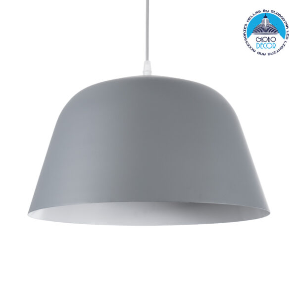 GloboStar® WESTVALE 01282 Μοντέρνο Κρεμαστό Φωτιστικό Οροφής Μονόφωτο 1 x E27 Γκρί  Μεταλλικό Καμπάνα Φ40 x Y24cm