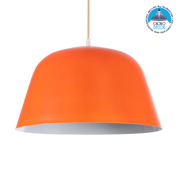 GloboStar® NORTHVALE 01283 Μοντέρνο Κρεμαστό Φωτιστικό Οροφής Μονόφωτο 1 x E27 Κόκκινο Κεραμιδί Μεταλλικό Καμπάνα Φ40 x Y24cm